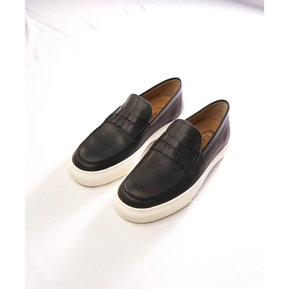 $975 TOD'S - Gray Leather Penny Loafers - US 8.5 (7.5UK)